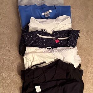 Assorted Clothing Bundle in Blue, White, and Gray 8 pieces of clothing for $15